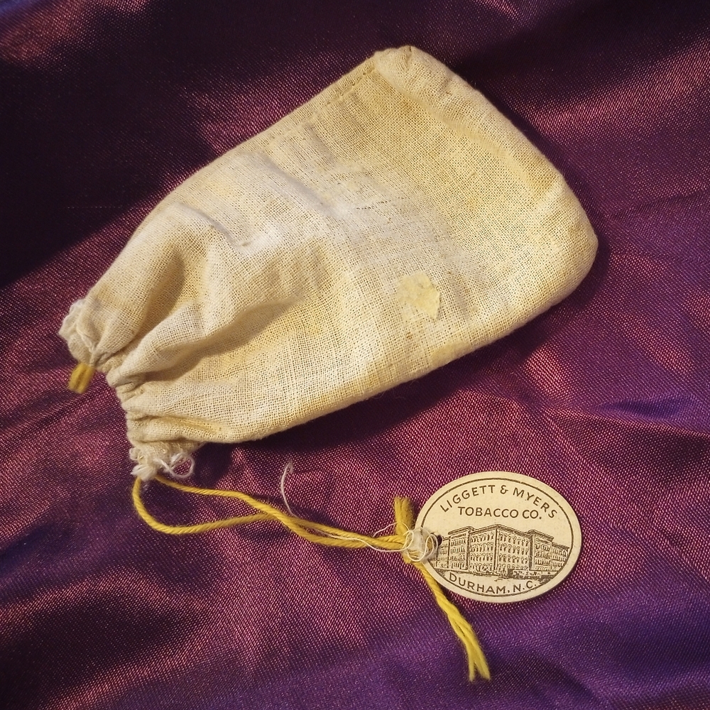 Antique Liggett & Myers Tobacco Pouch Bag Pull String Top with N.C. tag